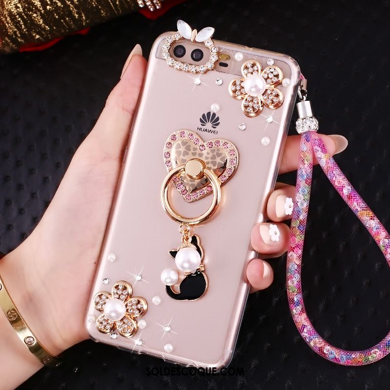 Coque Huawei P10 Tendance Strass Téléphone Portable Anneau Transparent Pas Cher