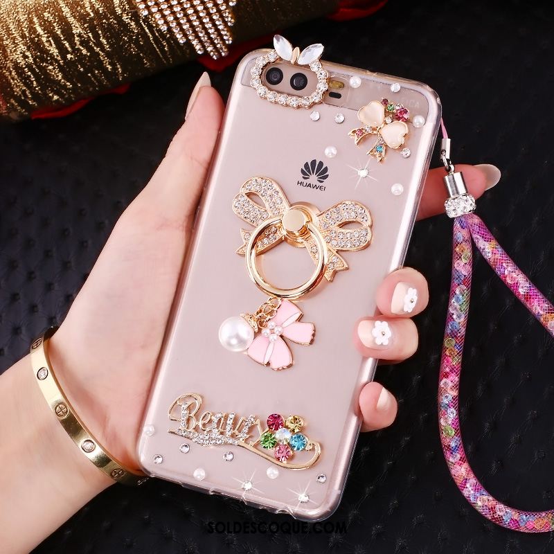 Coque Huawei P10 Tendance Strass Téléphone Portable Anneau Transparent Pas Cher