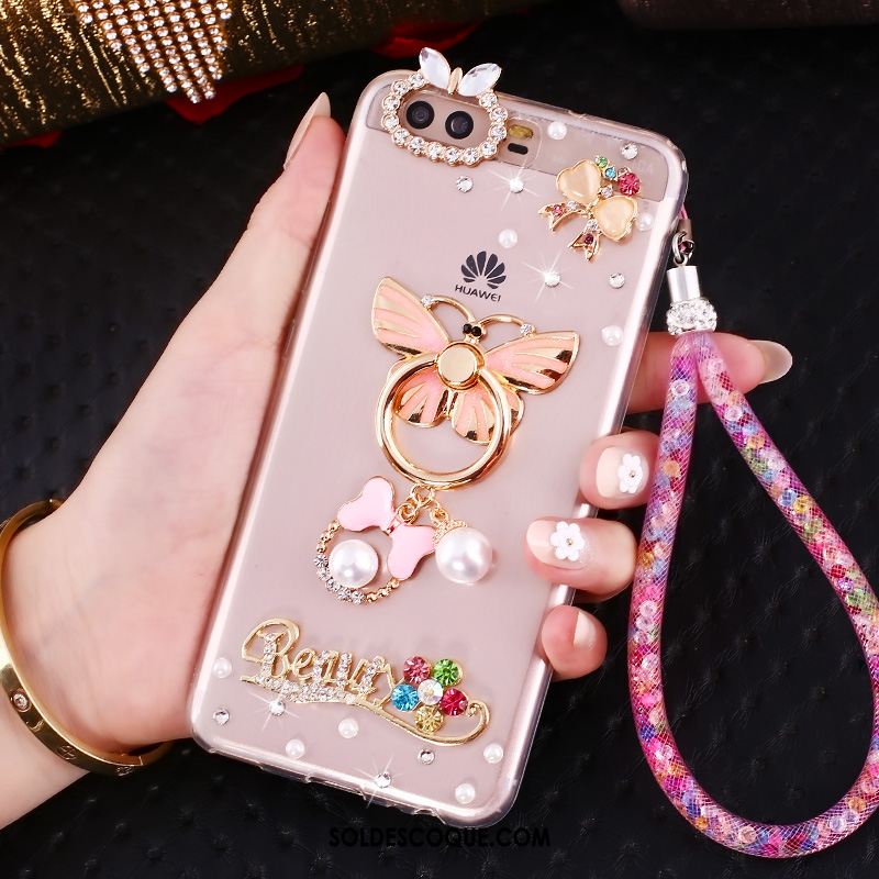 Coque Huawei P10 Tendance Strass Téléphone Portable Anneau Transparent Pas Cher