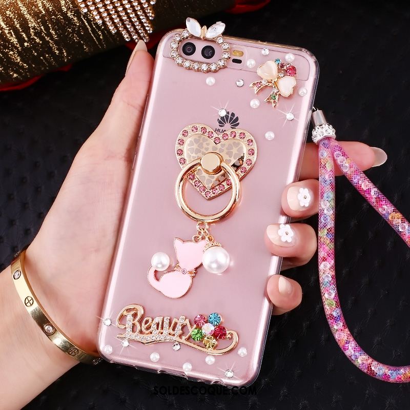 Coque Huawei P10 Tendance Strass Téléphone Portable Anneau Transparent Pas Cher