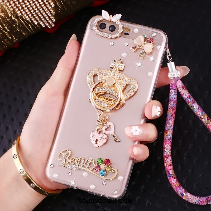 Coque Huawei P10 Tendance Strass Téléphone Portable Anneau Transparent Pas Cher