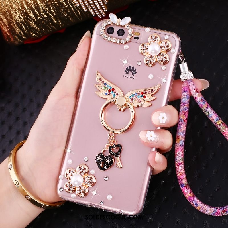 Coque Huawei P10 Tendance Strass Téléphone Portable Anneau Transparent Pas Cher