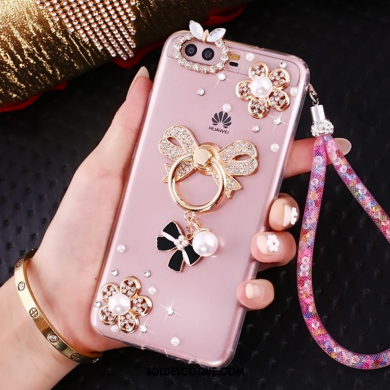 Coque Huawei P10 Tendance Strass Téléphone Portable Anneau Transparent Pas Cher