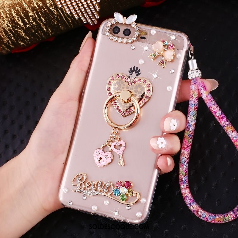 Coque Huawei P10 Tendance Strass Téléphone Portable Anneau Transparent Pas Cher