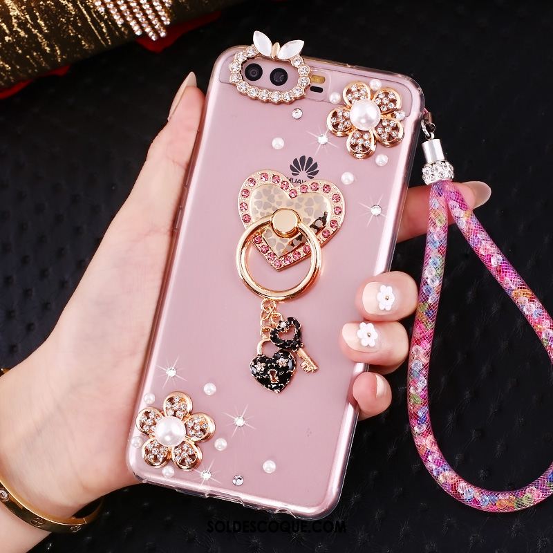 Coque Huawei P10 Tendance Strass Téléphone Portable Anneau Transparent Pas Cher