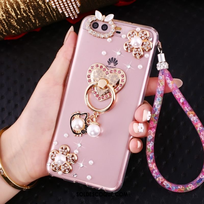 Coque Huawei P10 Tendance Strass Téléphone Portable Anneau Transparent Pas Cher