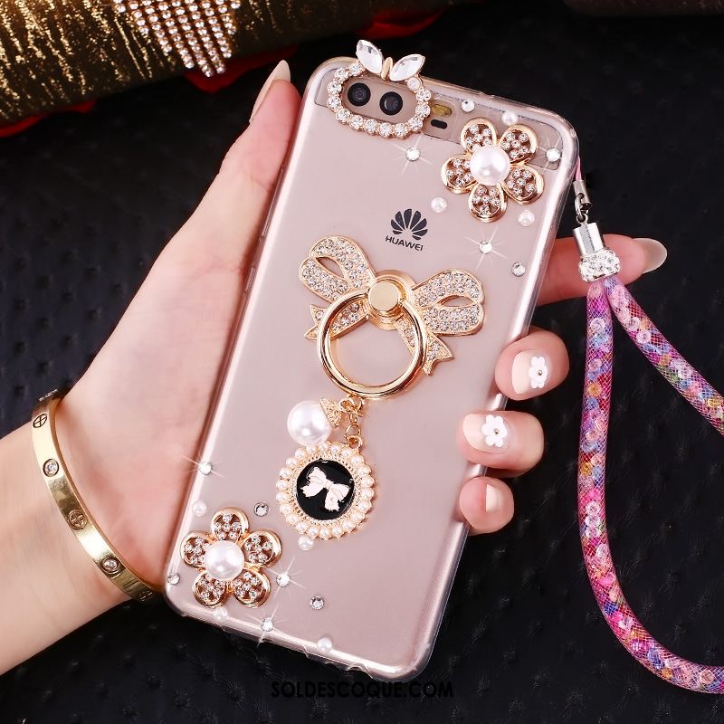 Coque Huawei P10 Tendance Strass Téléphone Portable Anneau Transparent Pas Cher