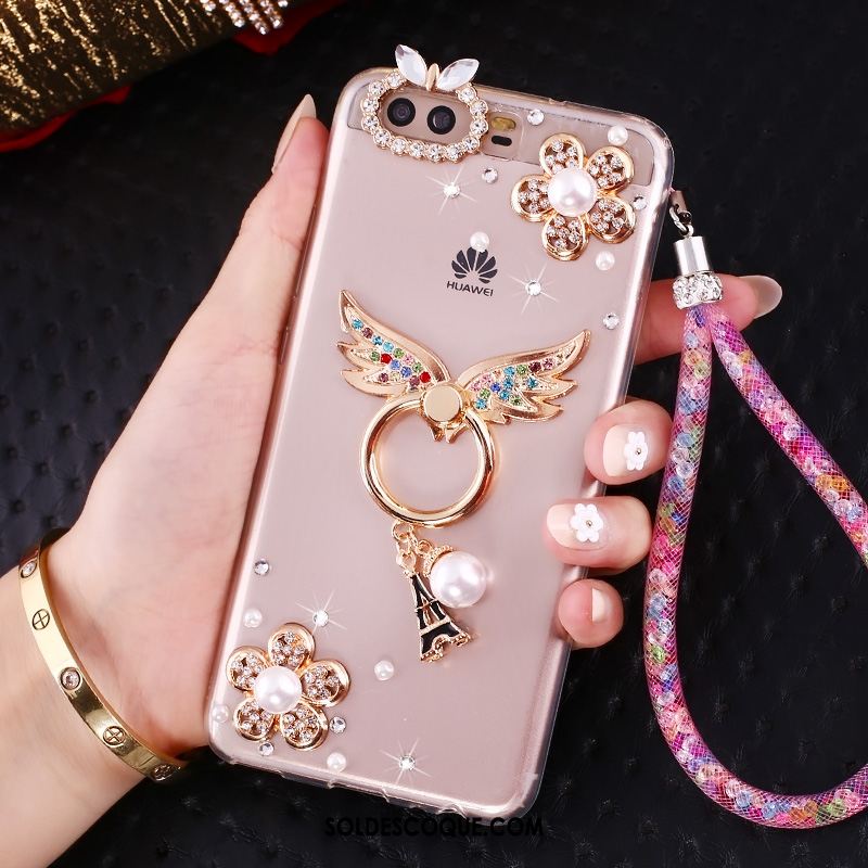 Coque Huawei P10 Tendance Strass Téléphone Portable Anneau Transparent Pas Cher