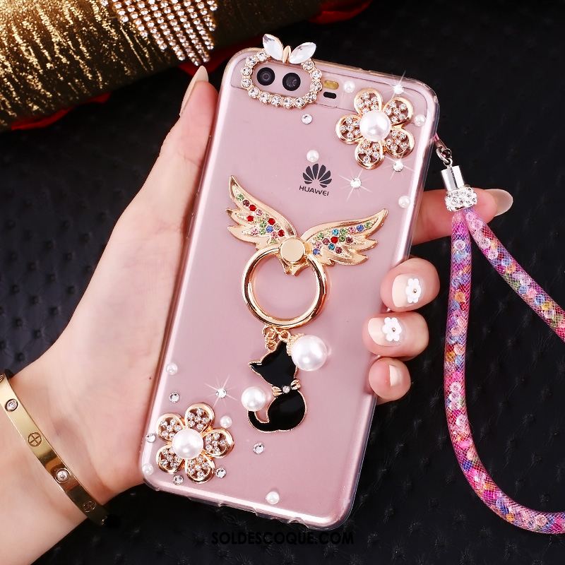 Coque Huawei P10 Tendance Strass Téléphone Portable Anneau Transparent Pas Cher