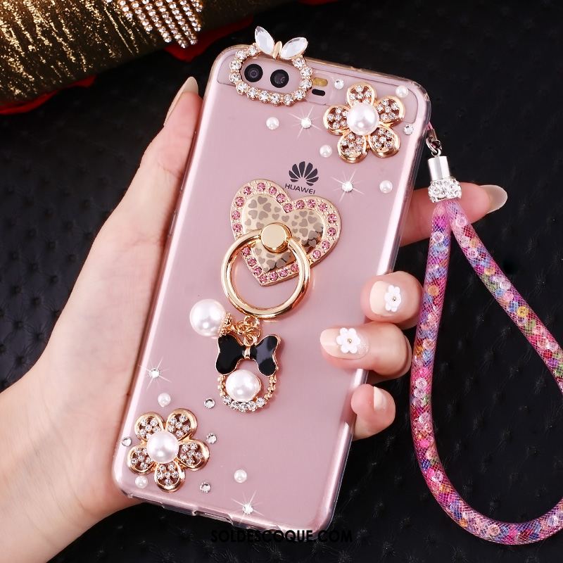 Coque Huawei P10 Tendance Strass Téléphone Portable Anneau Transparent Pas Cher