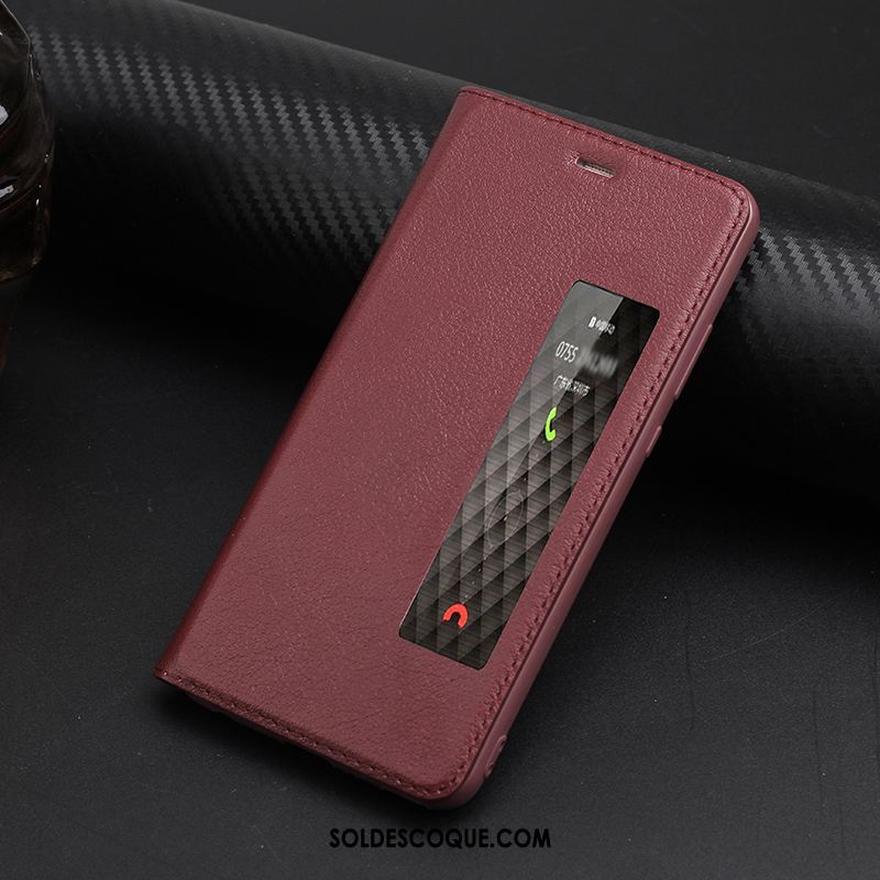 Coque Huawei P10 Téléphone Portable Vin Rouge Étui En Cuir Incassable Protection Housse Soldes