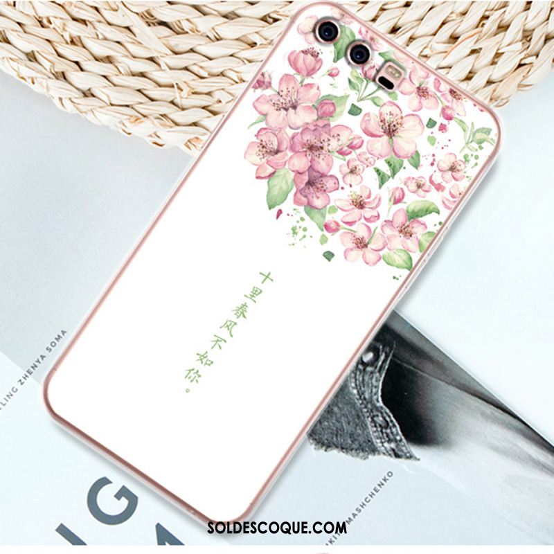 Coque Huawei P10 Étui Support Téléphone Portable Fluide Doux Rose Pas Cher