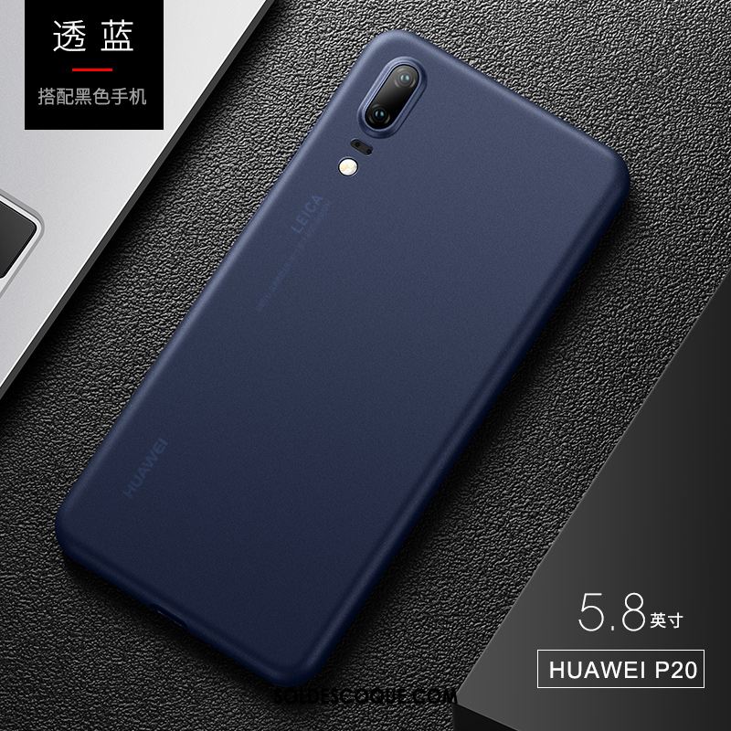 Coque Huawei P20 Bleu Noir Étui Sentir Téléphone Portable Housse Pas Cher