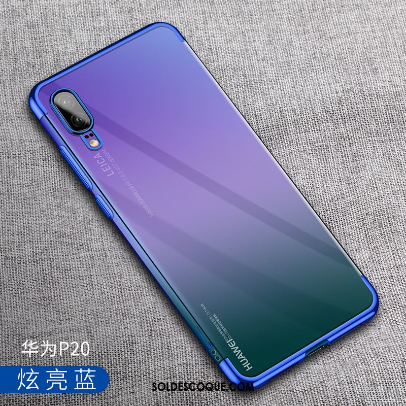 Coque Huawei P20 Bleu Noir Étui Sentir Téléphone Portable Housse Pas Cher