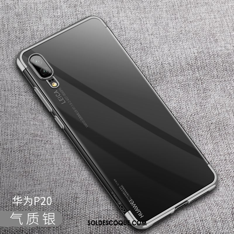 Coque Huawei P20 Bleu Noir Étui Sentir Téléphone Portable Housse Pas Cher