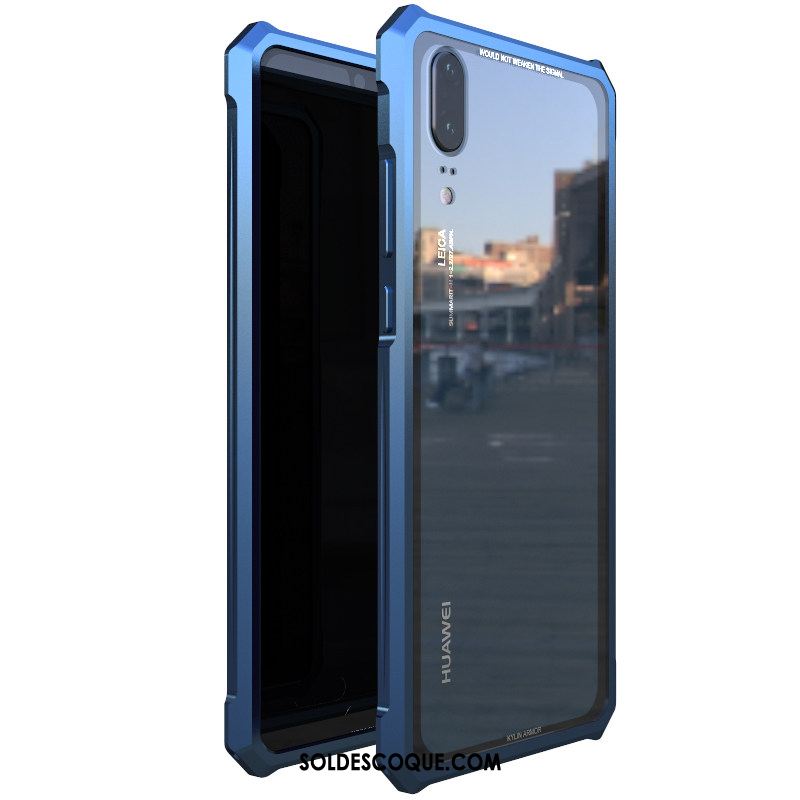 Coque Huawei P20 Border Incassable Métal Étui Couvercle Arrière Pas Cher