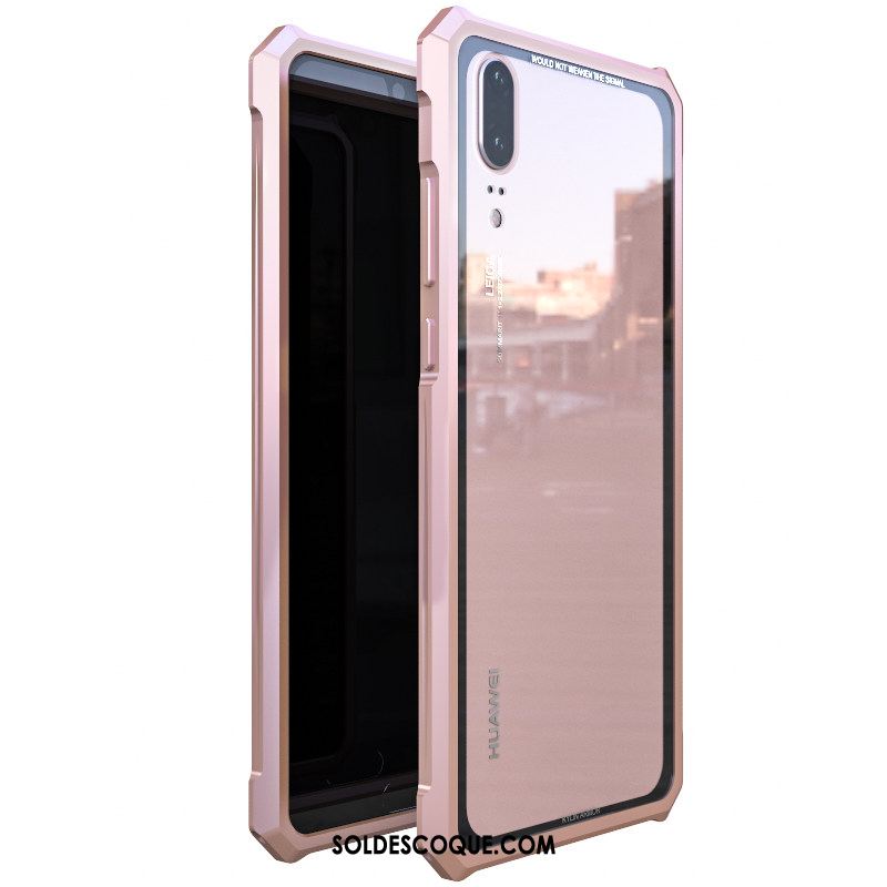 Coque Huawei P20 Border Incassable Métal Étui Couvercle Arrière Pas Cher