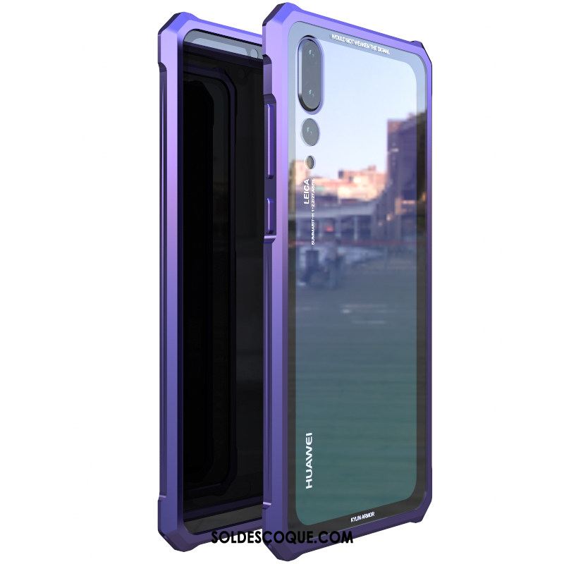 Coque Huawei P20 Border Incassable Métal Étui Couvercle Arrière Pas Cher