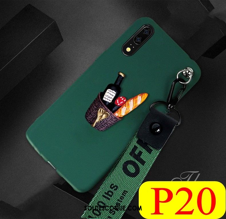 Coque Huawei P20 Délavé En Daim Incassable Marque De Tendance Silicone Vert En Ligne