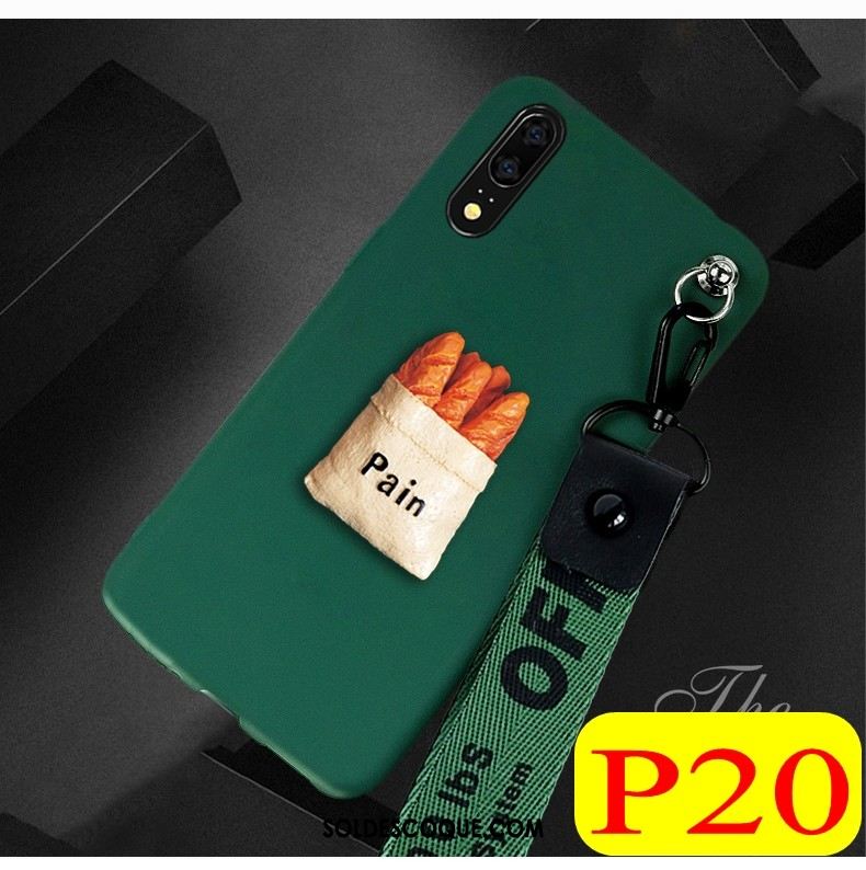 Coque Huawei P20 Délavé En Daim Incassable Marque De Tendance Silicone Vert En Ligne