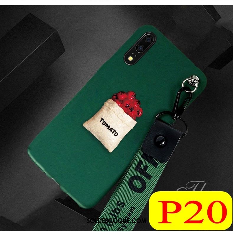 Coque Huawei P20 Délavé En Daim Incassable Marque De Tendance Silicone Vert En Ligne