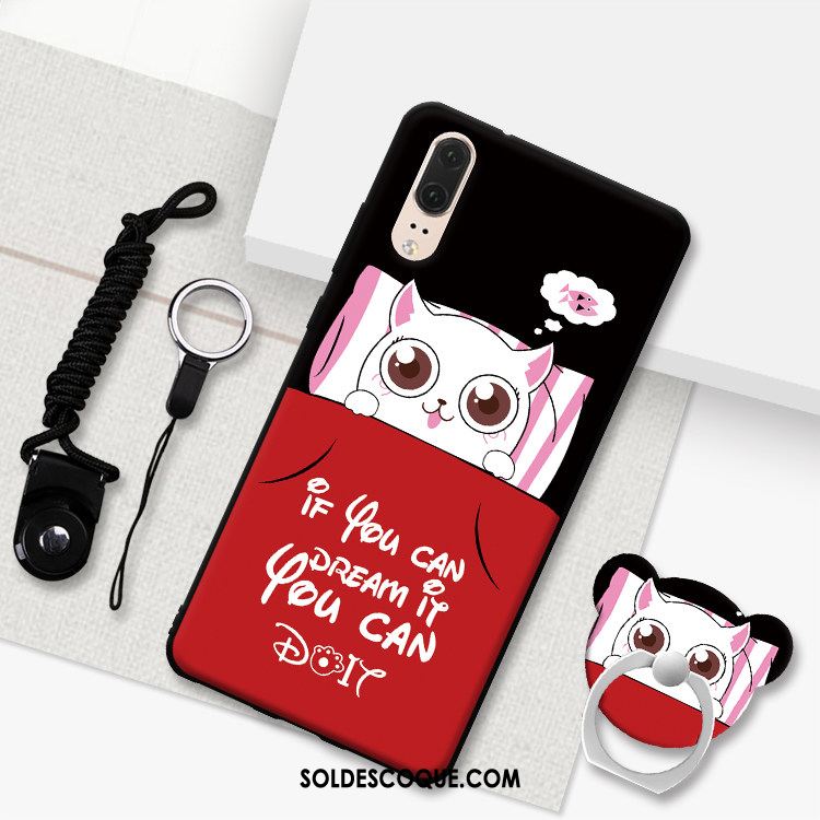 Coque Huawei P20 Fluide Doux Tout Compris Dessin Animé Noir Téléphone Portable En Ligne