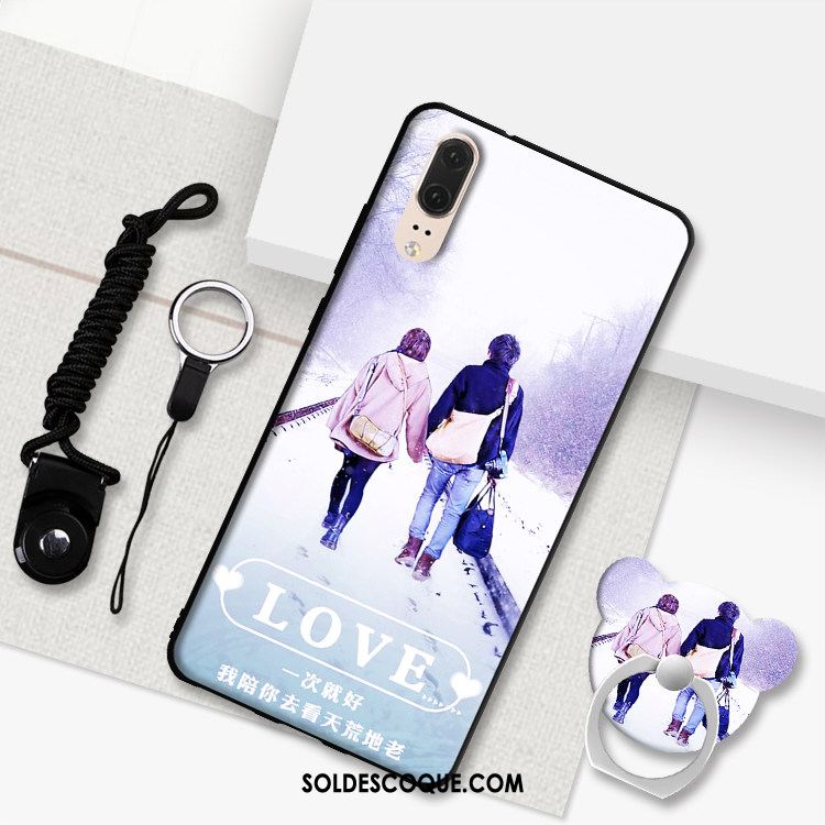 Coque Huawei P20 Fluide Doux Tout Compris Dessin Animé Noir Téléphone Portable En Ligne