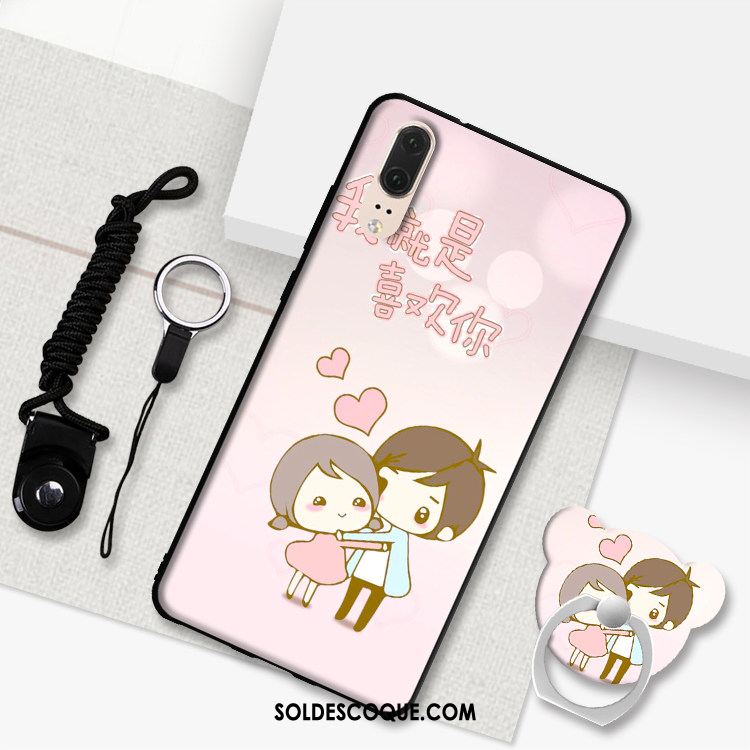 Coque Huawei P20 Fluide Doux Tout Compris Dessin Animé Noir Téléphone Portable En Ligne