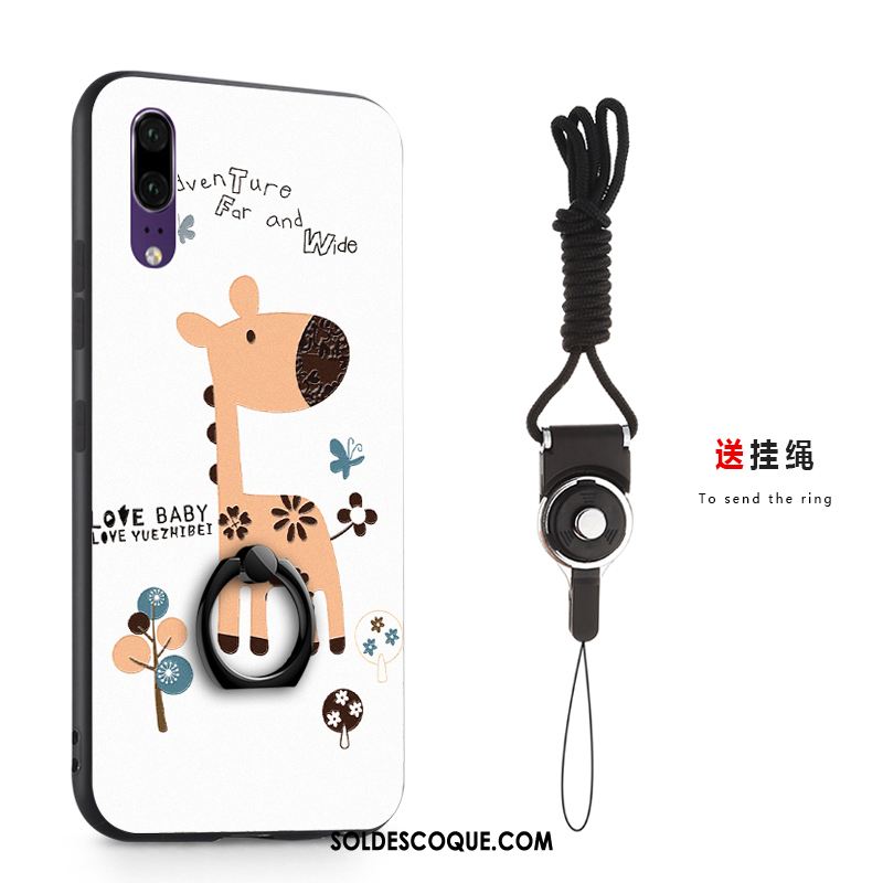 Coque Huawei P20 Gaufrage Anneau Peinture Cou Suspendu Boucle Pas Cher