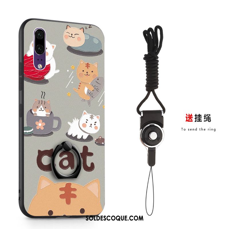 Coque Huawei P20 Gaufrage Anneau Peinture Cou Suspendu Boucle Pas Cher