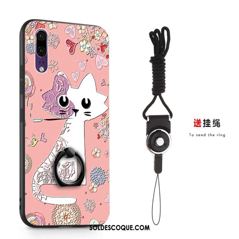 Coque Huawei P20 Gaufrage Anneau Peinture Cou Suspendu Boucle Pas Cher