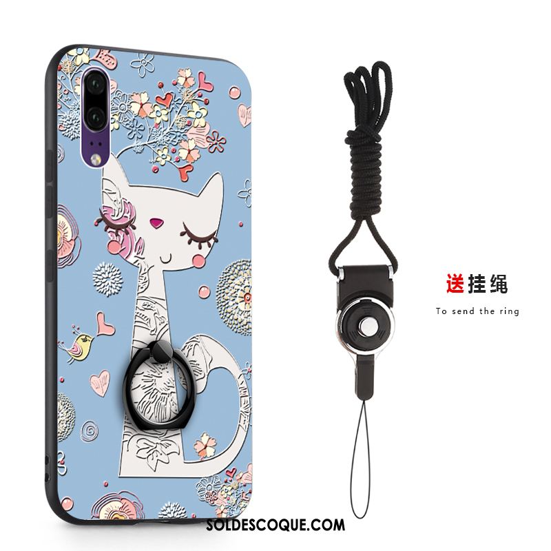 Coque Huawei P20 Gaufrage Anneau Peinture Cou Suspendu Boucle Pas Cher