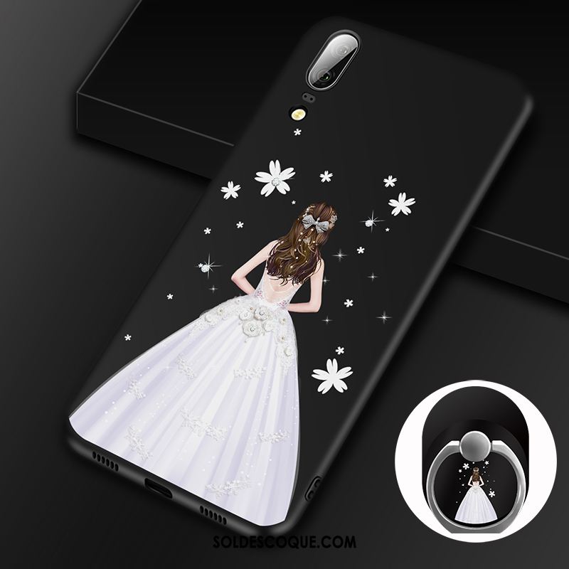 Coque Huawei P20 Incassable Noir Protection Étui Anneau Pas Cher