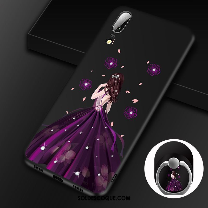 Coque Huawei P20 Incassable Noir Protection Étui Anneau Pas Cher