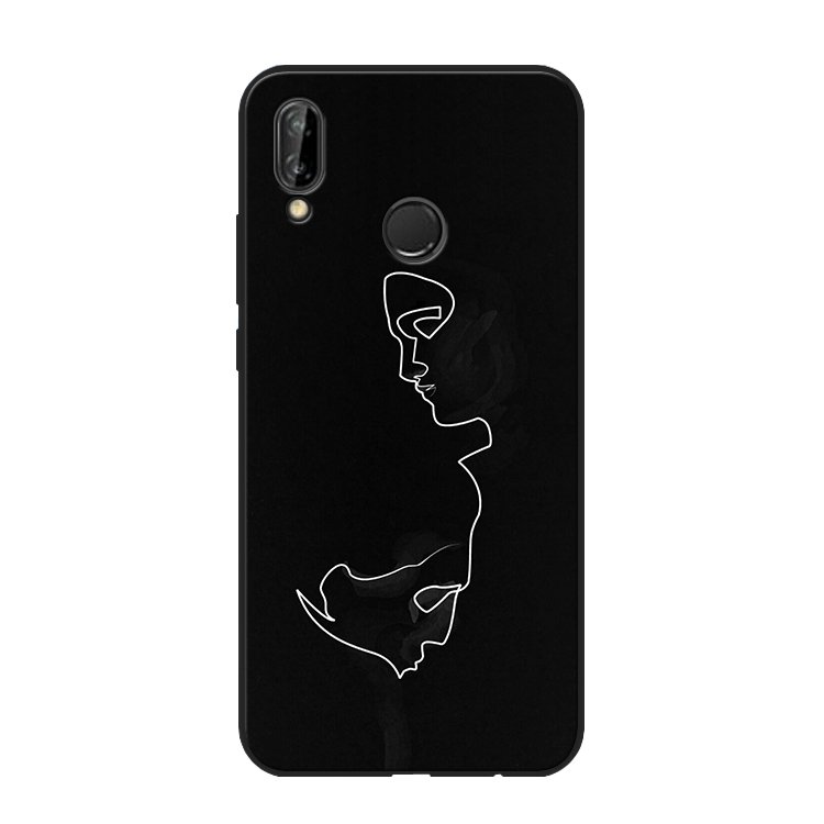 Coque Huawei P20 Lite Abstrait Fluide Doux Protection Incassable Noir Soldes