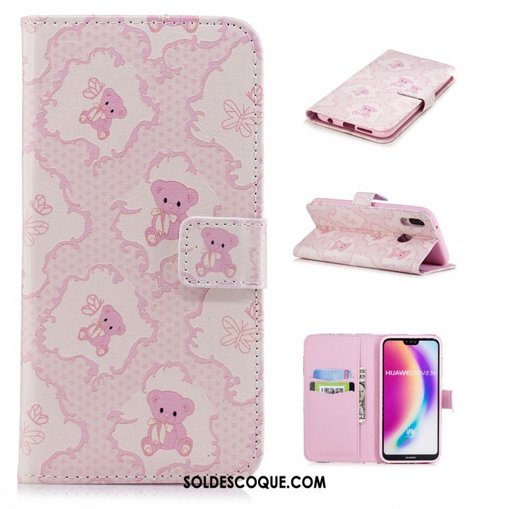 Coque Huawei P20 Lite Dessin Animé Étui En Cuir Protection Clamshell Multicolore En Vente