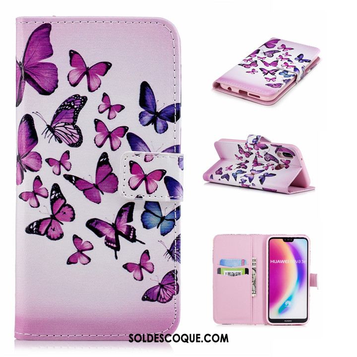 Coque Huawei P20 Lite Dessin Animé Étui En Cuir Protection Clamshell Multicolore En Vente