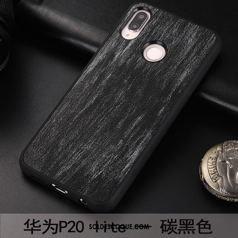 Coque Huawei P20 Lite Fluide Doux Téléphone Portable Étui En Cuir Protection Noir En Vente
