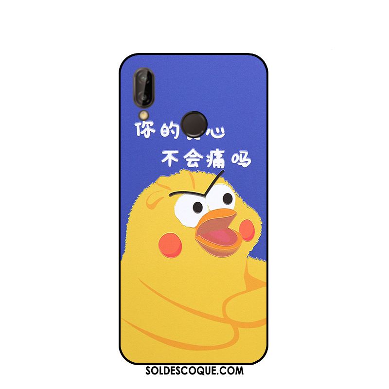 Coque Huawei P20 Lite Jaune Protection Gaufrage Étui Poulet Pas Cher