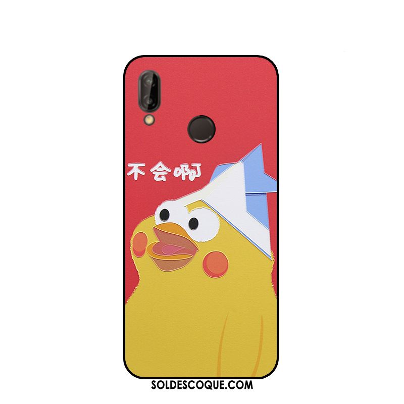 Coque Huawei P20 Lite Jaune Protection Gaufrage Étui Poulet Pas Cher