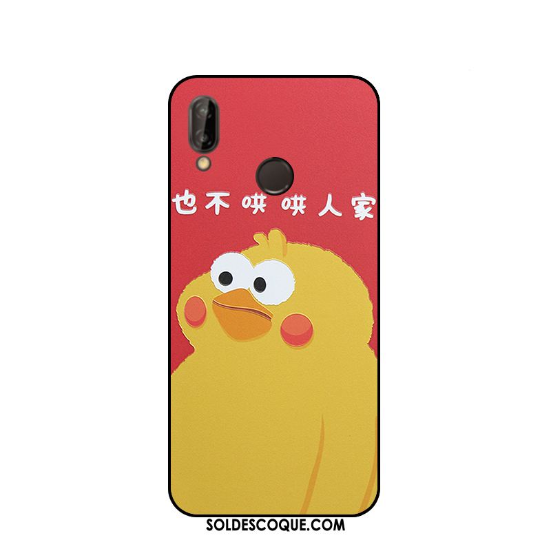 Coque Huawei P20 Lite Jaune Protection Gaufrage Étui Poulet Pas Cher