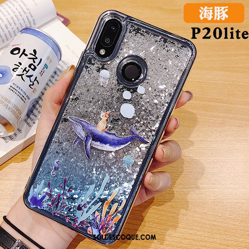 Coque Huawei P20 Lite Quicksand Bleu Gaufrage Téléphone Portable Incassable En Ligne