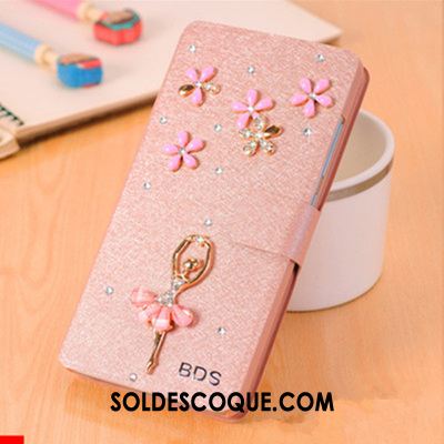 Coque Huawei P20 Lite Étui En Cuir Strass Rouge Silicone Protection Pas Cher