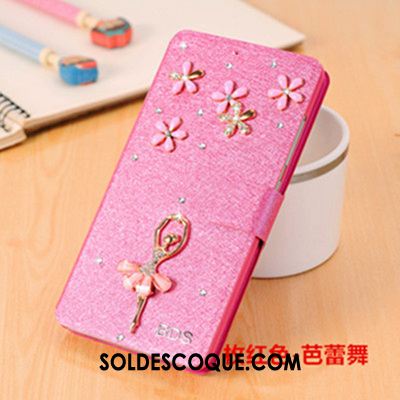 Coque Huawei P20 Lite Étui En Cuir Strass Rouge Silicone Protection Pas Cher