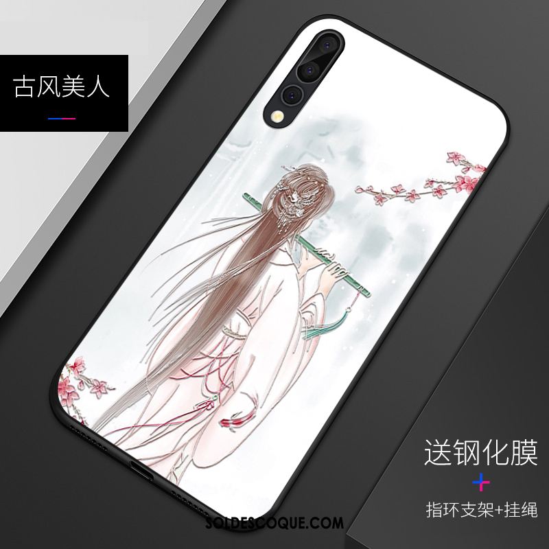 Coque Huawei P20 Pro Clair Délavé En Daim Protection Fluide Doux Gaufrage Soldes