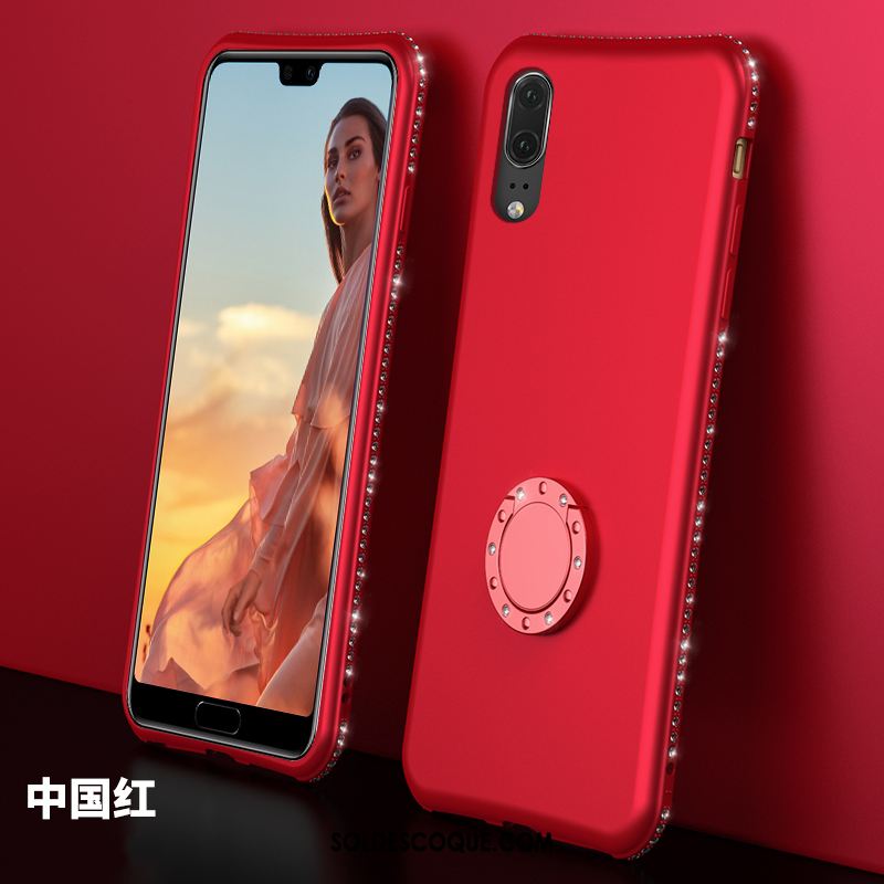 Coque Huawei P20 Pro Fluide Doux Téléphone Portable Rose Rouge Strass En Vente