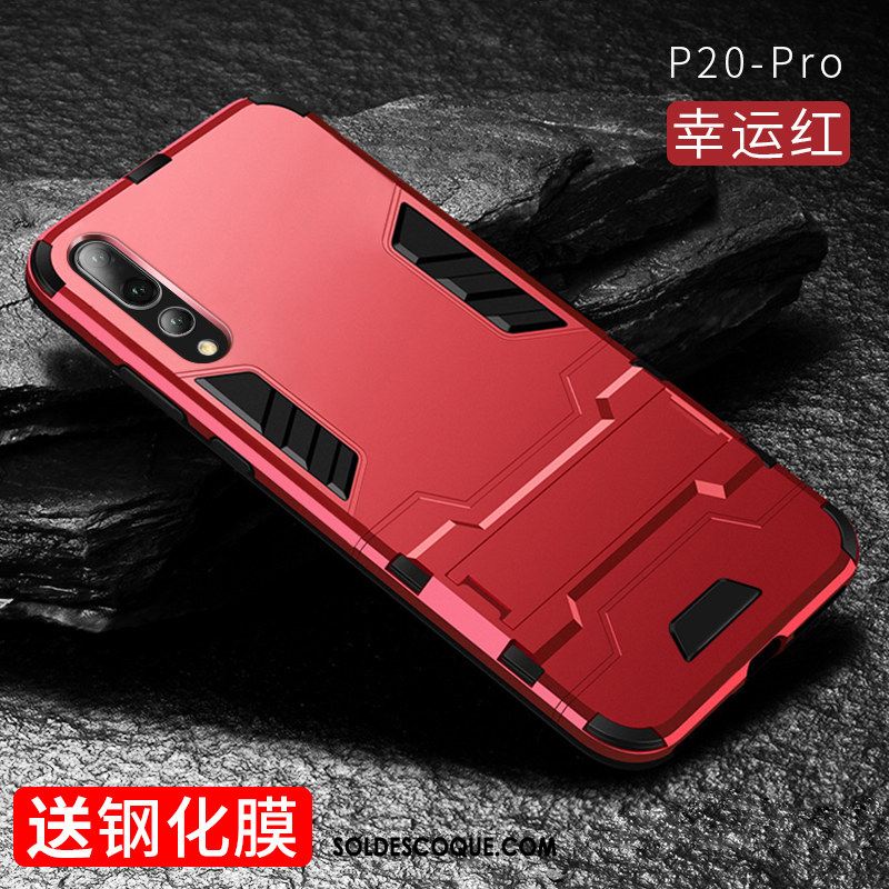 Coque Huawei P20 Pro Net Rouge Téléphone Portable Protection Incassable Marque De Tendance Pas Cher