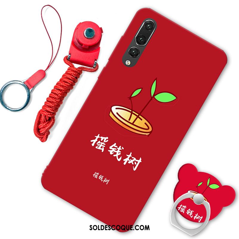 Coque Huawei P20 Pro Rouge Protection Étui Délavé En Daim Créatif Pas Cher
