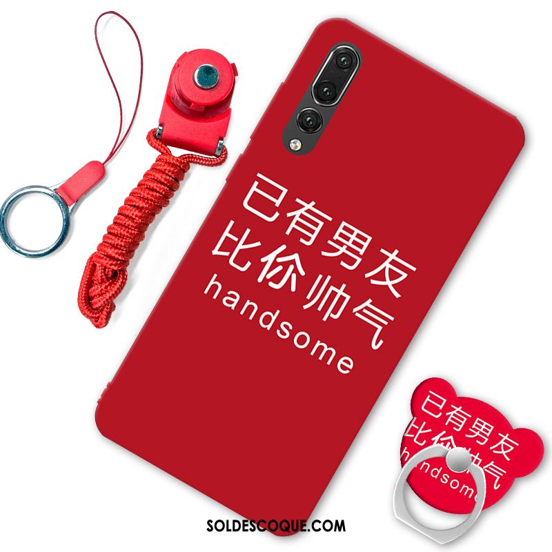 Coque Huawei P20 Pro Rouge Protection Étui Délavé En Daim Créatif Pas Cher