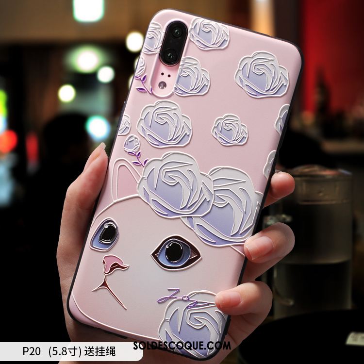 Coque Huawei P20 Protection Silicone Rose Étui Téléphone Portable France